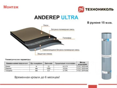 ANDEREP ULTRA технониколь (2700р)  Андереп Ультра подкладочный ковер (15м2)